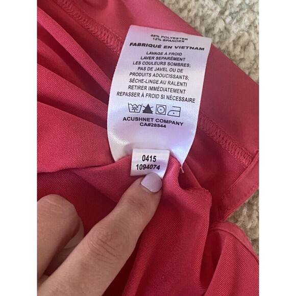 Foot Joy FJ Polo Shirt Sz L Deep Pink Design White Stripe Short Sleeve Golf Logo - Picture 6 of 7